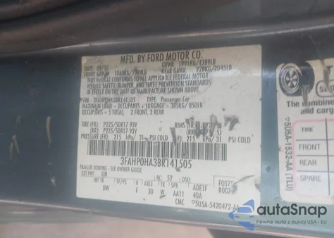2011 Ford Fusion Se from USA, damaged, VIN 3FAHP0HA3BR141505